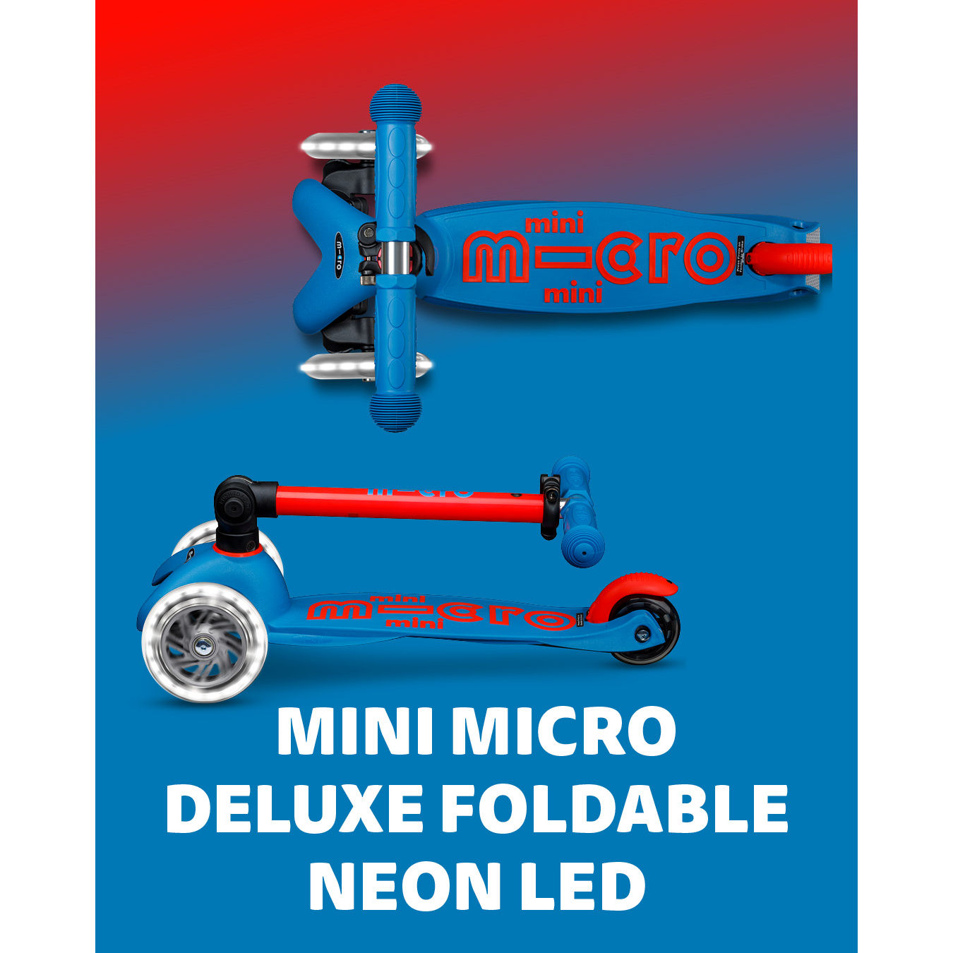 Micro Mini Deluxe Foldable Neon LED - Flashing Red